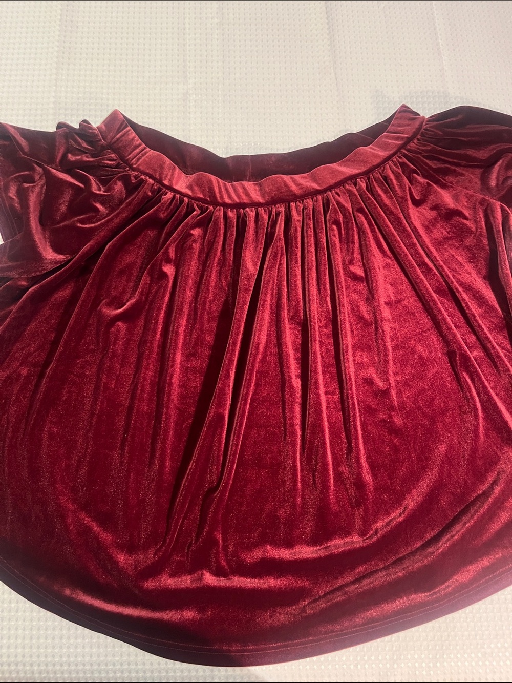 Cost Plus World Market Velvet Off the Shoulder  Top in Wine Red